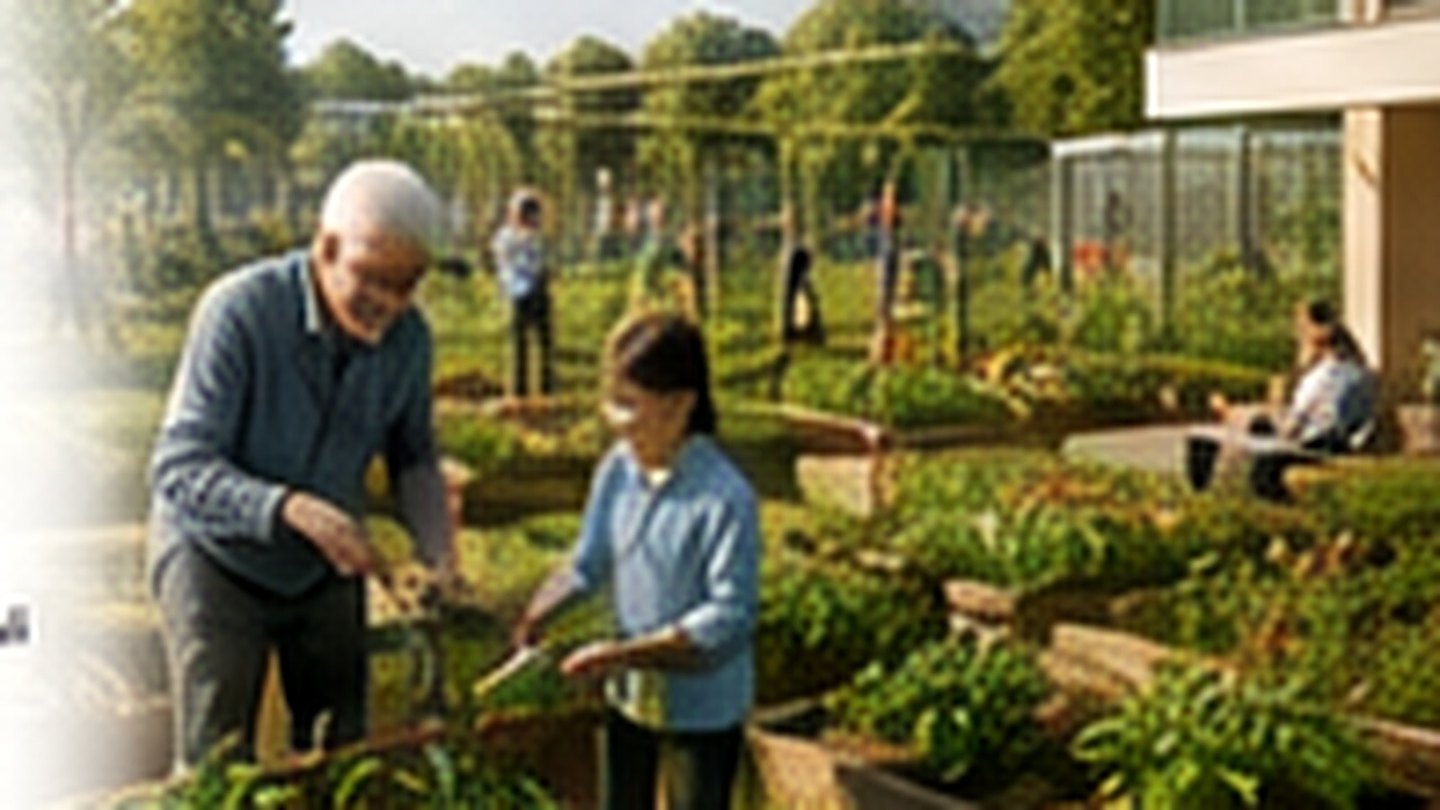 Personas mayores y jóvenes cultivan juntas en los huertos compartidos