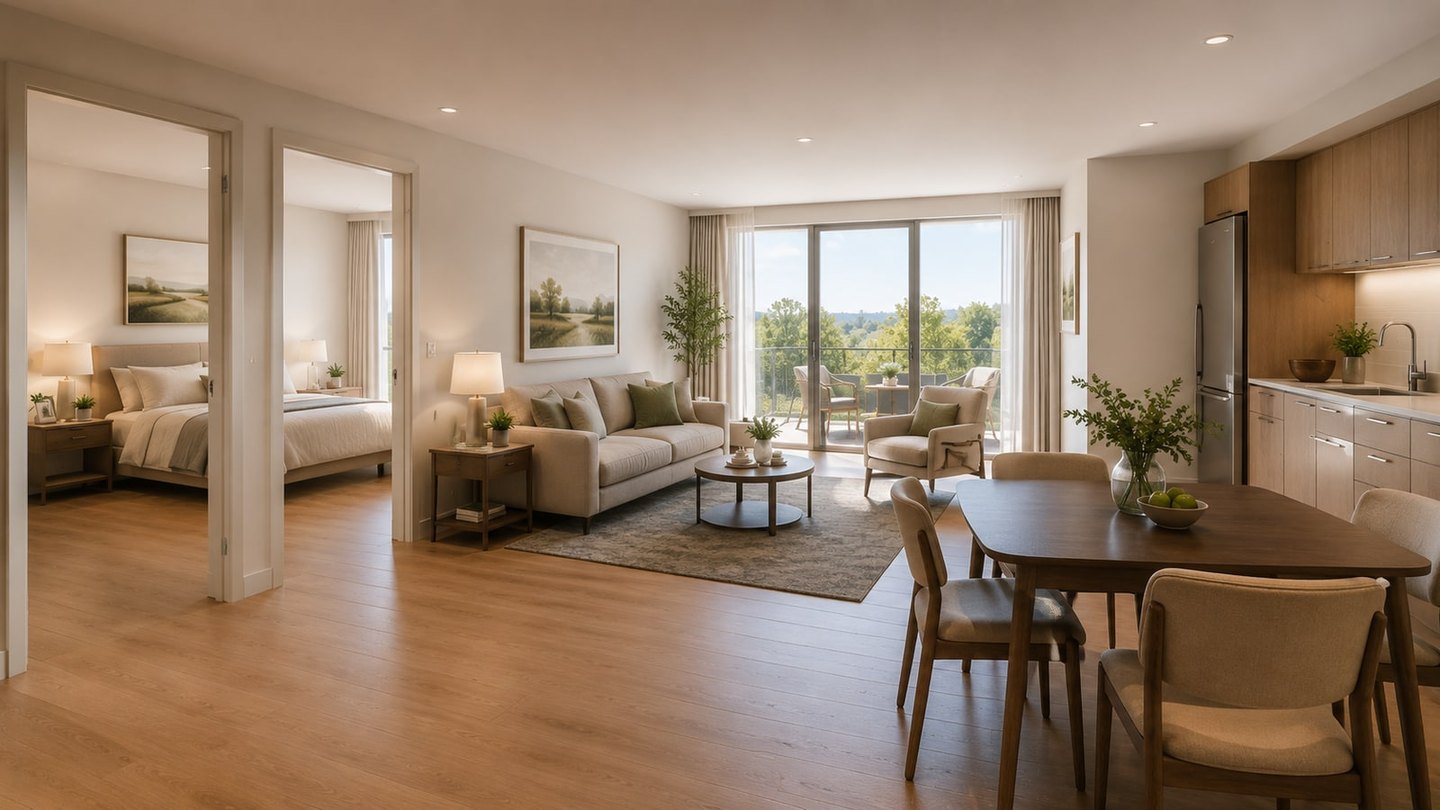 Render de Vivienda asequible de un dormitorio